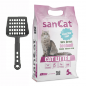 Sancat Premium Marsilya Sabun Kokulu Topaklaşan Beyaz Bentonit Kedi Kumu 5 L + Kürek - 1