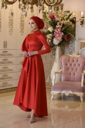 Defne Kırmızı Abiye Elbise - 1