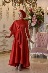 Defne Kırmızı Abiye Elbise - 3