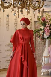 Defne Kırmızı Abiye Elbise - 5