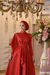 Defne Kırmızı Abiye Elbise - 7