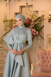 Defne Mavi Abiye Elbise - 3