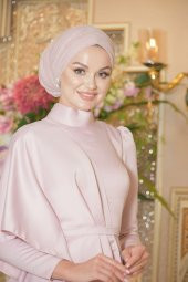 Defne Pudra Abiye Elbise - 5