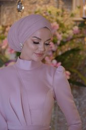 Defne Pudra Abiye Elbise - 6