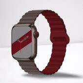 Cosmostech Akıllı Saat Watch için Uyumlu 42MM 44MM 45MM 49MM 1/2/3/4/5/6/se/7/8/ultra Magnetli Kordon ve Kayışı Gri(Bordo) - 1