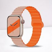 Cosmostech Akıllı Saat Watch için Uyumlu 42MM 44MM 45MM 49MM 1/2/3/4/5/6/se/7/8/ultra Magnetli Kordon ve Kayışı Pudra Pembe(Turuncu) - 1