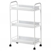 IKEA Hornavan Tekerlekli Servis Arabası - Sehpası - Metal / Beyaz  - 26 x 48 x 77 cm - 1