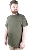 Mode XL Büyük Beden T shirt Polo Likralı Süprem Cepli 21558 Haki thumbnail 5
