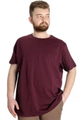 Mode XL Büyük Beden Erkek Tshirt Bisiklet Yaka Basic 20031 Mürdüm thumbnail 1