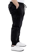 Mode XL Büyük Beden Erkek Keten Kargo Jogger Valencia 21911 Siyah - 9