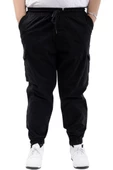 Mode XL Büyük Beden Erkek Keten Kargo Jogger Valencia 21911 Siyah - 8