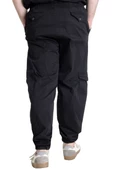 Mode XL Büyük Beden Erkek Keten Kargo Jogger Valencia 21911 Siyah - 5