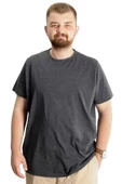 Mode XL Büyük Beden Erkek T-Shirt Basic 20031 Antramelanj thumbnail 6