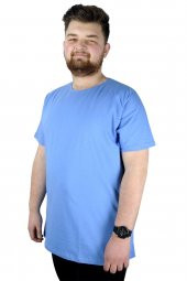 Mode XL Büyük Beden Erkek T-Shirt Basic 20031 Mavi - 1