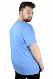 Mode XL Büyük Beden Erkek T-Shirt Basic 20031 Mavi - 3