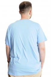 Mode XL Büyük Beden Erkek T-Shirt Basic 20031 Mavi - 4