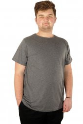 Mode XL Büyük Beden Erkek Tshirt Bisiklet Yaka Basic 20031 Antrasit thumbnail 1