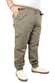 Mode XL Büyük Beden Erkek Keten Kargo Jogger Valencia 21911 Bej thumbnail 1