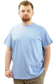Mode XL Büyük Beden Erkek T-Shirt Basic 20031 Mavi thumbnail 9