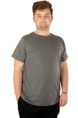 Mode XL Büyük Beden Erkek Tshirt Bisiklet Yaka Basic 20031 Antrasit thumbnail 4