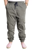 Mode XL Büyük Beden Erkek Keten Kargo Jogger Valencia 21911 Haki thumbnail 2