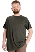Mode XL Büyük Beden Erkek Tshirt Bisiklet Yaka Basic 20031 Haki thumbnail 1