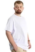 Mode XL Büyük Beden Erkek T-Shirt Basic 20031 Beyaz thumbnail 5