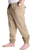 Mode XL Büyük Beden Erkek Keten Kargo Jogger Valencia 21911 Bej thumbnail 6