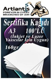 A3 Sertifika Kağıdı Kalın 100 Adet Gramajlı Fotokopi Kağıdı 160 gr Tüm Yazıcılara Uyumlu 29.7x42 cm Kalın Baskı Kağıdı - 1