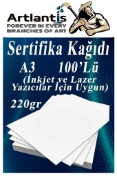 A3 Sertifika Kağıdı Kalın 100 Adet Gramajlı Fotokopi Kağıdı 220 gr Tüm Yazıcılara Uyumlu 29.7x42 cm Kalın Baskı Kağıdı thumbnail 1