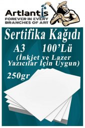 A3 Sertifika Kağıdı Kalın 100 Adet Gramajlı Fotokopi Kağıdı 250 gr Tüm Yazıcılara Uyumlu 29.7x42 cm Kalın Baskı Kağıdı - 1