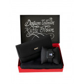 CARLİNO KADIN SİYAH CÜZDAN-PENYE ŞAL-DİJİTAL KOL SAATİ - 1