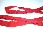Hayal Sepeti Katlama Biye lastik - Kırmızı I LOVEYOU eni 2,5cm Çamaşır Lastiği 5METRE - 1