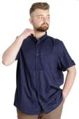 Mode XL Büyük Beden Erkek Gömlek Gabardin Kısa Kol Tek Cep 23302 Lacivert thumbnail 1
