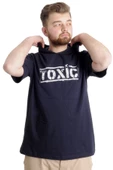 Mode XL Büyük Beden Erkek T-shirt Kapşonlu TOXIC 23119 Lacivert thumbnail 1