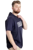 Mode XL Büyük Beden Erkek T-shirt Kapşonlu TOXIC 23119 Lacivert thumbnail 2