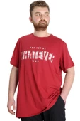 Mode XL Büyük Beden Erkek T-shirt WHATEVER 23148 Bordo thumbnail 1