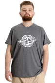 Mode XL Büyük Beden Erkek V Yaka T-shirt MUSTANG 23034 Antramelanj thumbnail 1