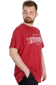 Mode XL Büyük Beden Erkek T-shirt WHATEVER 23148 Bordo thumbnail 2