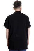 Mode XL Büyük Beden Erkek T-shirt Hakim Yaka MD LOGO 22326 Siyah thumbnail 4