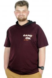 Mode XL Büyük Beden T-Shirt Kapşonlu Game On 22177 Mürdüm - 1