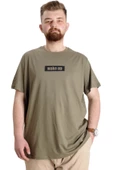 Mode XL Büyük Beden Erkek T-shirt KEEP THE GLOW 23149 Haki thumbnail 1