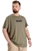 Mode XL Büyük Beden Erkek T-shirt KEEP THE GLOW 23149 Haki thumbnail 4