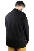 Mode XL Büyük Beden Tshirt Polo U.Kol Cepli 22446 Siyah - 7