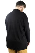Mode XL Büyük Beden Tshirt Polo U.Kol Cepli 22446 Siyah - 3