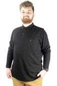 Mode XL Büyük Beden Tshirt Polo U.Kol Cepli 22446 Siyah - 8
