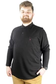 Mode XL Büyük Beden Tshirt Polo U.Kol Cepli 22446 Siyah - 4