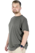 Mode XL Büyük Beden Likralı T-shirt Bisiklet Yaka 20149 Haki thumbnail 11
