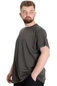 Mode XL Büyük Beden Likralı T-shirt Bisiklet Yaka 20149 Haki thumbnail 2