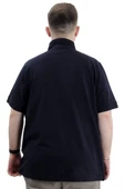 Mode XL Battal Beden Erkek Tshirt Polo Yaka Nakışlı Klasik Pike 20553 Lacivert - 5
